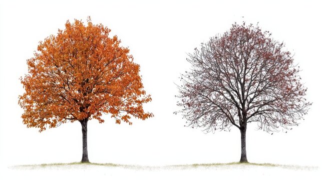Before and after image of the same tree in September and November