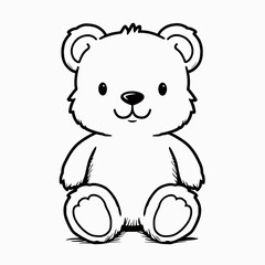 Cute cartoon bear illustration sitting with a friendly expression  
