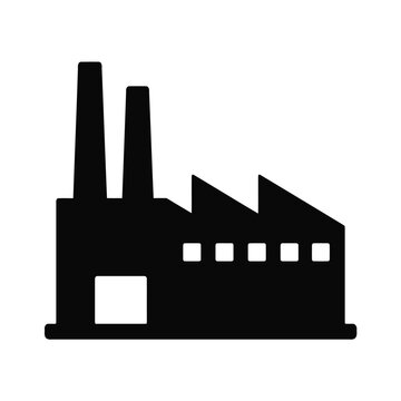 Simple silhouette vector illustration of a factory in bold clean style