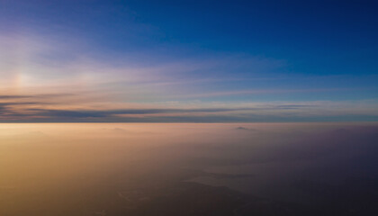 Abstract light waves moving toward the horizon direction in a futuristic fine art scene