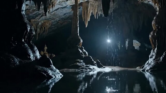 Ethereal Darkness Focusing on the subtle interplay of deep shadows and faint, diffuse ambient light. cave torchless gloom wash
