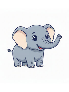 Elefante de desenho animado fofo em fundo branco 