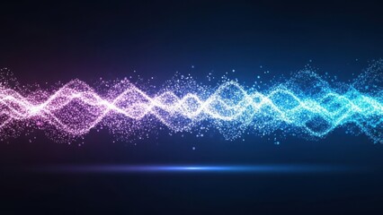 Vibrant digital waveform with sparkling particles on dark background