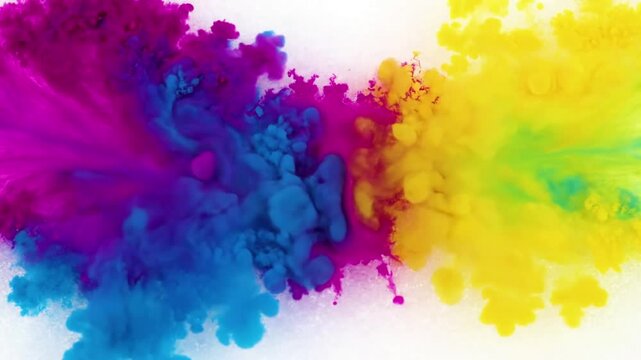 Watercolor diffusion effect with colorful ink paint splatter on watercolour paper background - artistic grunge texture design for decoration, wallpaper or fashion brand