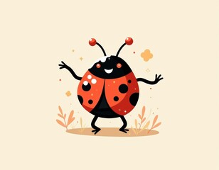 Fototapeta premium Ladybug with heart pattern on back close up of a ladybug featuring a distinct heart shape on its shell nature s tiny details