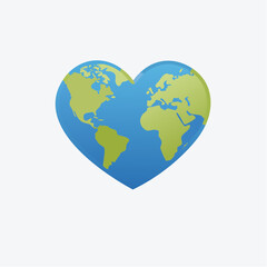 Fototapeta premium Heart-Shaped World Map Symbolizing Global Unity, Shared Responsibility, and Planetary Connection