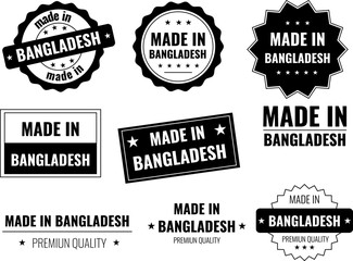 Fototapeta premium Icons set showcasing made in Bangladesh labels for product identification and promotion