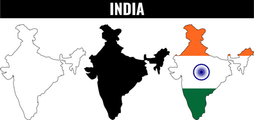 Shapes of India with flag design showing national identity and cultural significance