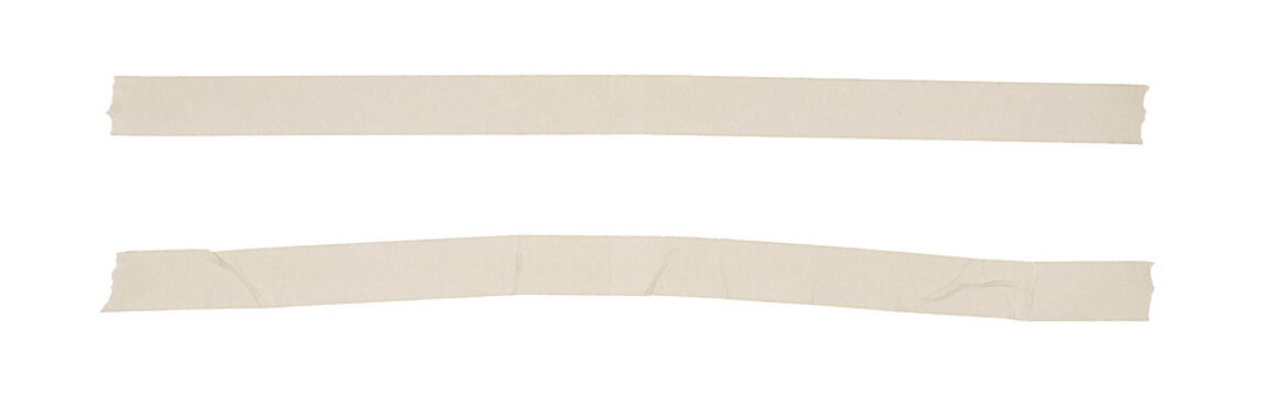Long and torn strips of kraft paper tape