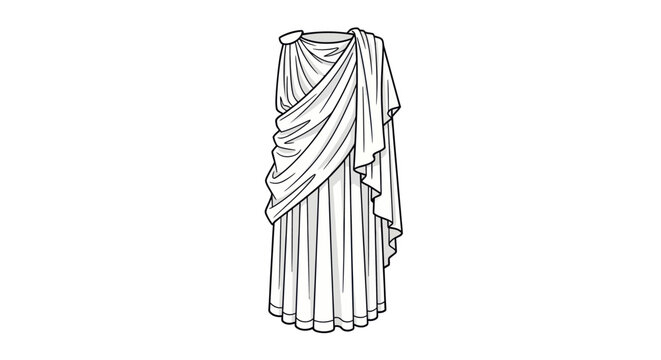 Ancient Greek Toga Garment Illustration with Draping Fabric.