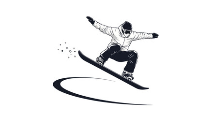 Snowboarder performing a jump with dynamic motion lines. © Roti