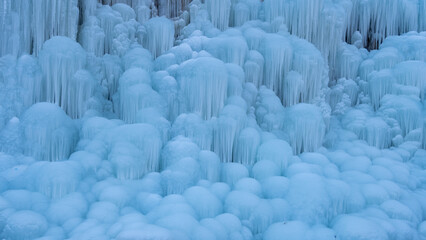 Frozen Waterfall with Dramatic Ice Formations