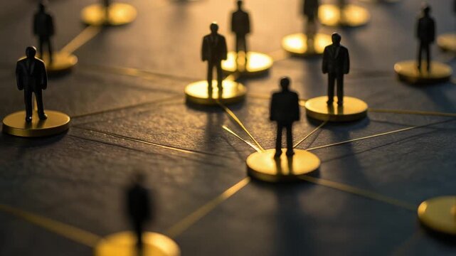 点でつながる人物配置が組織や社会的関係性を示すネットワーク構図