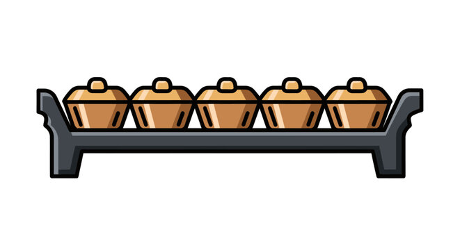Vector illustration of a Bonang a traditional Indonesian gamelan percussion instrument with five kettle gongs.