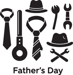Black and white fathers day with ties hats and tools 1