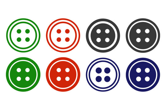 A set of colorful button icons in a flat design style