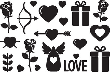 Black and white love themed with roses arrows hearts and gifts 1