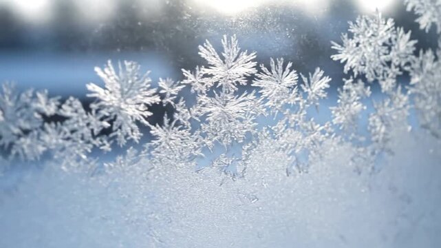 Sunlight illuminating ice crystals on branches Low angle, capturing sparkle and depth winter ice crystals