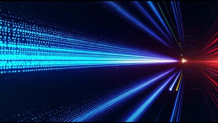 Cloud computing speed and performance shown through fast-moving particles - Powered by Adobe