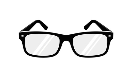 Black-framed eyeglasses with clear lenses vector illustration.