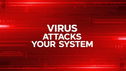 Red alert background with virus attack warning message.