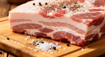 Fototapeta premium Organic Pork Belly Prepared with Salt and Pepper