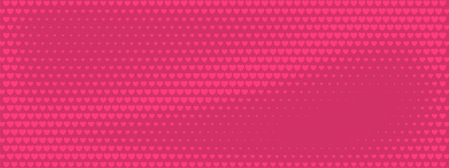  Pink heart pattern with halftone dots creates a romantic background perfect for Valentines Day cards, wedding invitations, or love themed designs with retro comic style. © Katerina