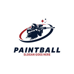 Paintball sport Silhouette Logo Design