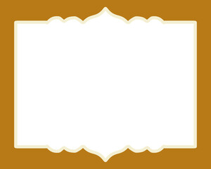 Vintage golden floral vector frame for text featuring an elegant gold border design with flower patterns on a blank yellow paper background illustration