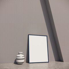 Parete e pavimento colorati con quadro sfondo bianco