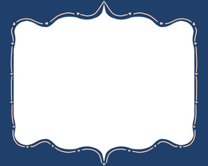 Ornate blue vintage floral frame vector design with gold ornaments and retro leaf patterns for elegant wedding invitations or Islamic card decorations