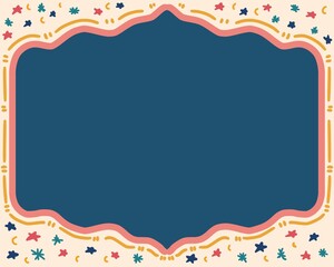 Colorful floral border illustration with heart pattern decoration for a love invitation card design