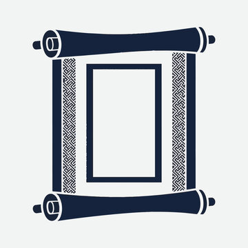 Ancient Scroll with Decorative Borders and Blank Center for Text
