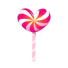 Rainbow heart-shaped lollipop. A sweet symbol of love for Valentine's Day. Vector illustration.