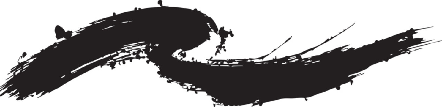 Black brush stroke on white background for graphic design isolated on transparent background