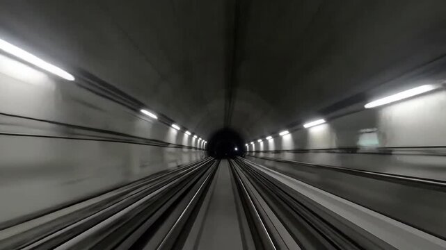 Abstract view of a subway tunnel with motion blur and perspective.