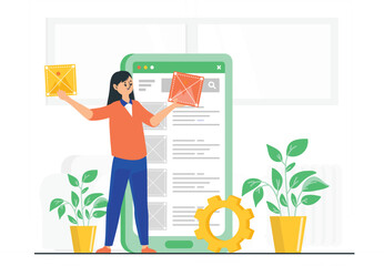 Web Design, App Prototyping, and Digital Marketing Flat Illustration Bundle, UI/UX Designers, Developers, and Team Collaboration Vector Set