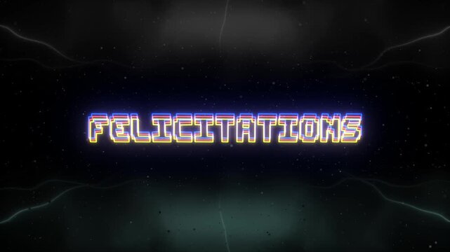 Felicitations Neon text with retro background