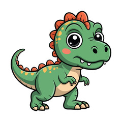 Obraz premium Adorable green tyrannosaurus rex cartoon character with big eyes and a playful expression is depicted.