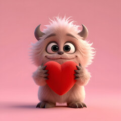 A small fluffy monster holds a big heart.