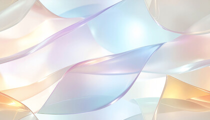 淡いパステルの半透明フィルムが重なり合う抽象背景 光の屈折とツヤ感が美しいクリーンな3Dグラデーション コスメ・美容広告向け素材
Abstract background of overlapping translucent pastel films, clean 3D gradient with light refraction and glossy shimmer for beauty