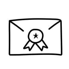 hand drawn reward line icon on white background