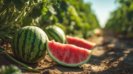 watermelon harvest on the ground