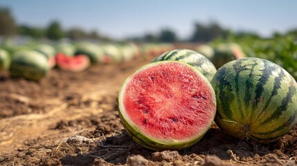 watermelon harvest on the ground