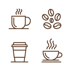 Coffee icons set for beverage and coffee beans Vector