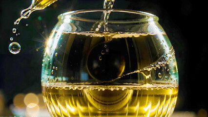 Bubbles in carbonated water macro photography