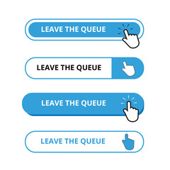 White and blue leave the queue bar buttons isolated on a white background