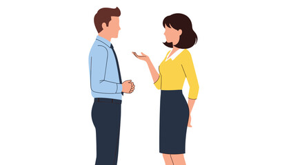 Fototapeta premium Business people man woman talking discussing communication flat vector illustration white background