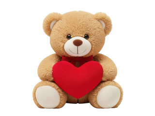 Teddy bear holding heart, isolated on transparent background isolated on transparent background