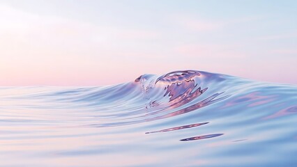 Serene ocean wave cresting with pastel sunset background